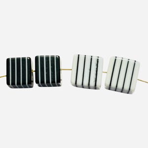 2-Black Striped Squares, Acrylic cube beads,White Striped 10x10 square acrylic  striped  beads, unique striped cubes, 369 Ships USA
