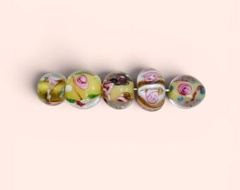 5 Yellow Combo Bead Lampwork Bracelet Kit, Lampwork Beads (110) Ships USA