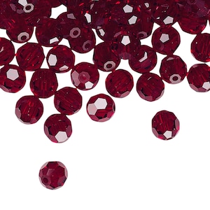 Roter Granat 8 mm rote Kristallperlen, hellrote facettierte Kristallperlen, rote Kristallperlen, 8 mm Perlen Schiffe USA