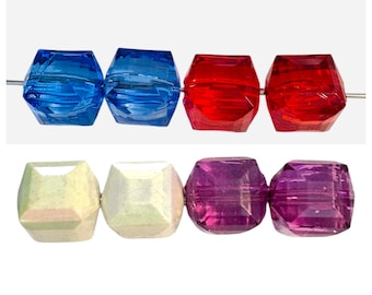 4-Purple, Red, Cream, Purple Acrylic Cube Beads,   17x15 Square Acrylic  beads, ships USA