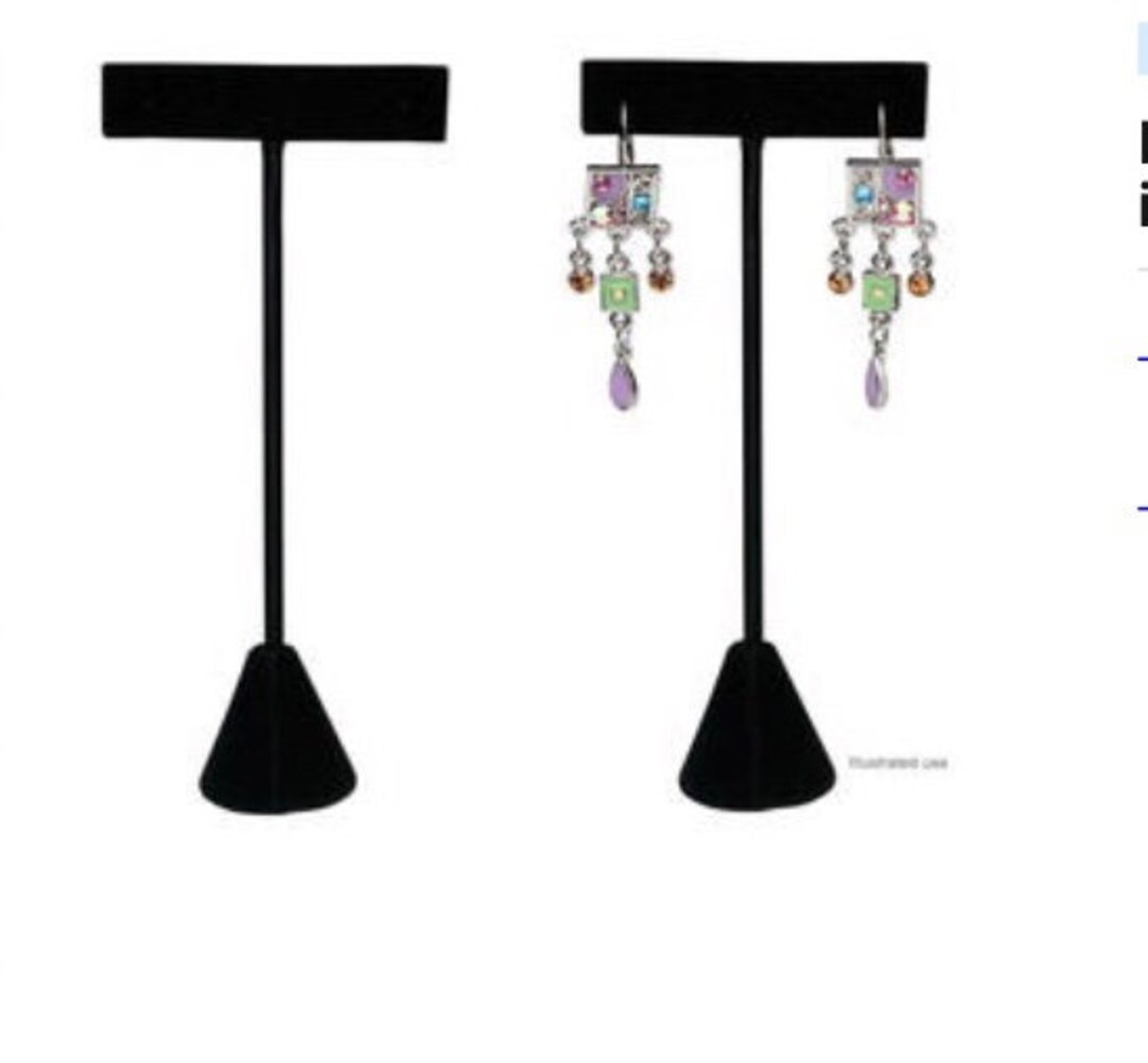 6 Black Velvet Earring Display Stands – Jewelry Showcase For Craft Fairs Or Store