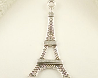 1-Antique Silver Eiffel tower charm 35x18 Eiffel charm pendant craft silver findings, silver meal findings,bracelet charms, SC409, Ships USA
