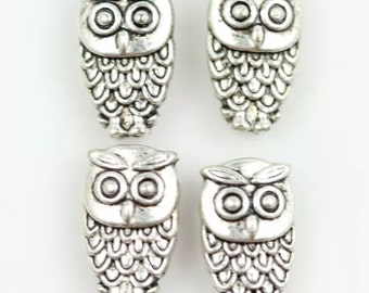 OWLS, 2- Silver Owl charms, 12x6 charms, crafts antique silver findings, Antique silver findings, owl silver beads, SS238,  Ships US