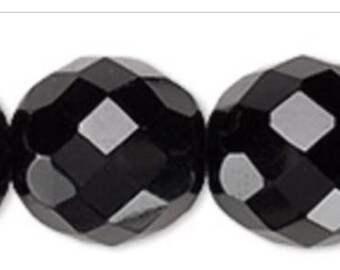 Black Czech fire polished crystal beads, beautiful faceted crystal czech bead,ships USA