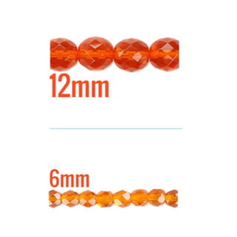 czech crystal beads SALE Orange czech beads,242 USA 12mm Czech crystal beads 12mm fire polished faceted crystals