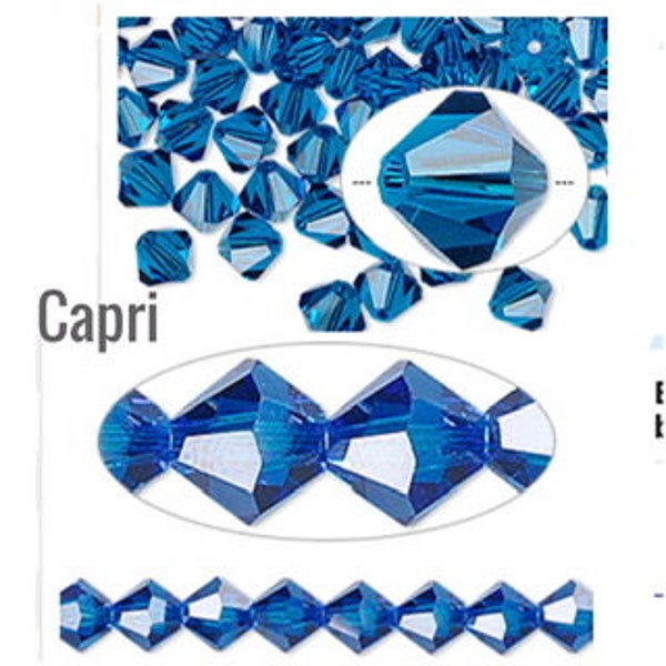 Dark  Blue Bead Swarovski Crystals, Capri Blue Crystal Bicone Beads, Austrian Crystal Beads,Swarovski Beads, ships from USA