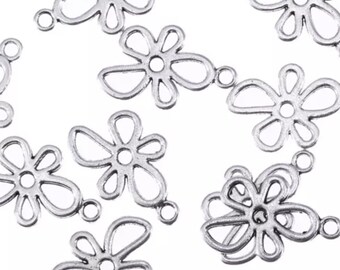 2-Antikes Silber 20mm Charms, Blumenperlen, Blumen Charms, Kunsthandwerk antik silbernAntiqued Silber Charms, Retro Blumen Charms, SC324),Schiffe USA