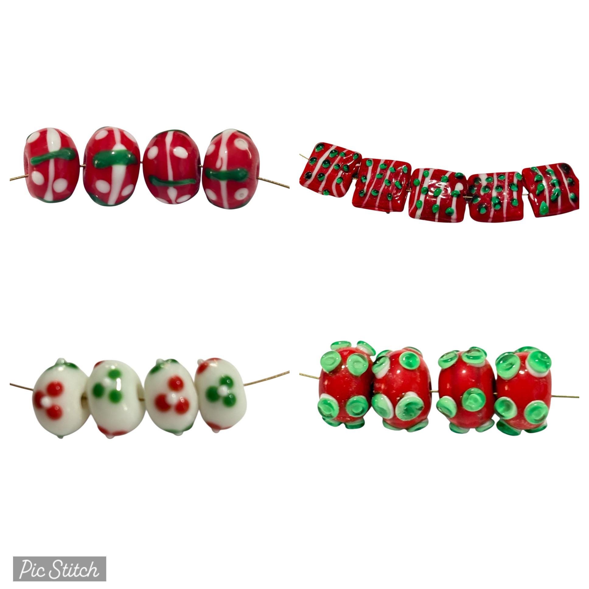 thumbnail image 2 of 10 LAMPWORK Handmade Glass Red Raised Scroll Rondelle Beads 13x9mm 2 of 6