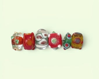 6-Lampwork Jewelry Making Kit, Bracelet Combo, Polka Dotted Beads , unique Lampwork ( 116)  Ships USA