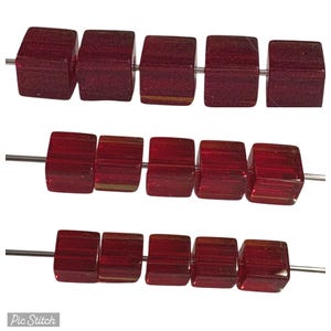 U-Pick Red Cube Glass Beads, 10mm Cubes , Red Cube glass bead,  356 Ships USA