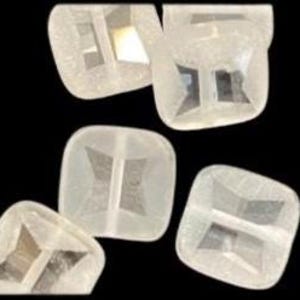 2-Vintage Faceted Clear Rock Crystal Quartz,  faceted vintage beads, Square faceted gemstones, G400, Ships USA