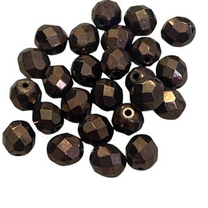 Brązowe czeskie kryształowe koraliki polerowane ogniem, brązowy kryształ, u Wybierz rozmiar, 10 mm, 8 mm, 6 mm Polerowany brązowy kryształ, USA