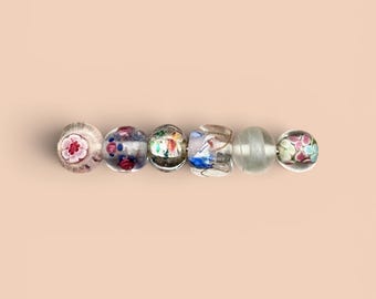 5-Pink Lampwork Jewelry Making Kit, Bracelet Combo, Polka Dotted Beads , unique Lampwork ( 43)  Ships USA