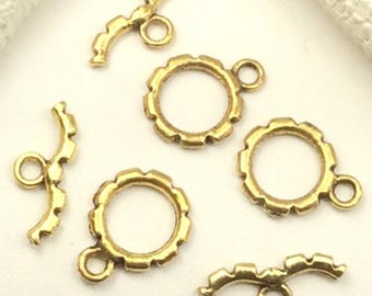 VENTE !  2 ensembles de fermoirs à bijoux, crochets et oeillets, design nautique, fermoirs à bijoux antiques en OR, fermoirs à bascule marins, fermoirs à bascule en or, 108 États-Unis