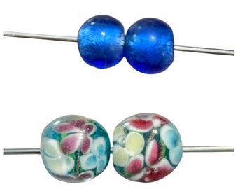 2-Cobalt Blue Foil Round Beads, or Round Flower Beads, Ships USA 320