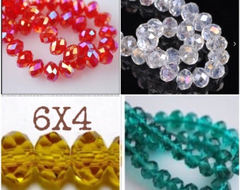 ONE- Crystal Facettierte Rondelle Perlen, Rot AB, Klar, Kristall Perlen, Crystal Rondelle 126 Schiffe USA
