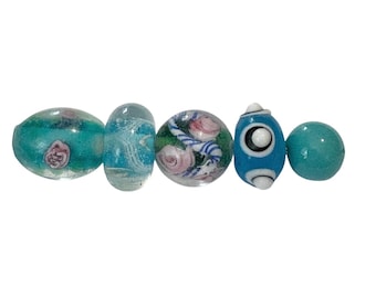 5-Blue Bead Mix, Blue Glass Jewelry Making Kit, Bracelet Combo, unique  (111)   Ships USA