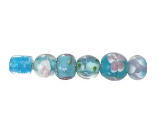 6-Blue Bead Mix, Blue Glass Jewelry Making Kit, Bracelet Combo, unique  (110)  Ships USA