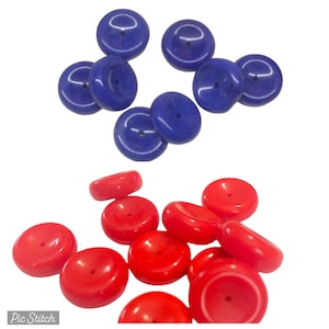 5- Vintage Blue Coin Beads,Blue Glass button beads, UPick Red 16mm Saucer blue vintage beads, unique blue Spacer beads   Ships USA