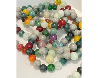 Multi-Gemstone Rounds, 10-11mm Natural colored round stones,  colorful gemstone bead supplies,jewelry supplies, 401