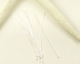 SILVER Head pins, 2.5 inch head pins, 50 Count silver plated head pins, 2.5 inch head pins, SS217, Ships USA