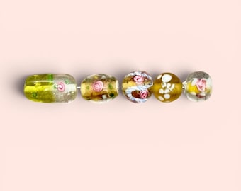 5 Yellow Combo Bead Lampwork Bracelet Kit, Lampwork Beads (41)  Ships USA