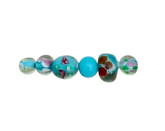 5-Lampwork Jewelry Making Kit, Bracelet Combo, Polka Dotted Beads , unique Lampwork   (34) Ships USA