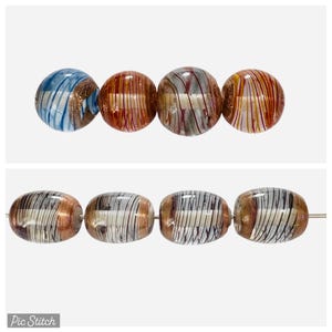 4-Przezroczyste z miedzianymi zawijasami szkło lampwork, miedziane koraliki szklane, wyjątkowe koraliki szklane 109 wysyłek do USA