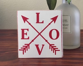 LOVE with arrow mini block | Quote block | shelf sitter | Valentines day