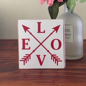 LOVE with arrow mini block | Quote block | shelf sitter | Valentines day