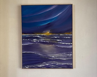 Dramatic beach scape original acrylic painting