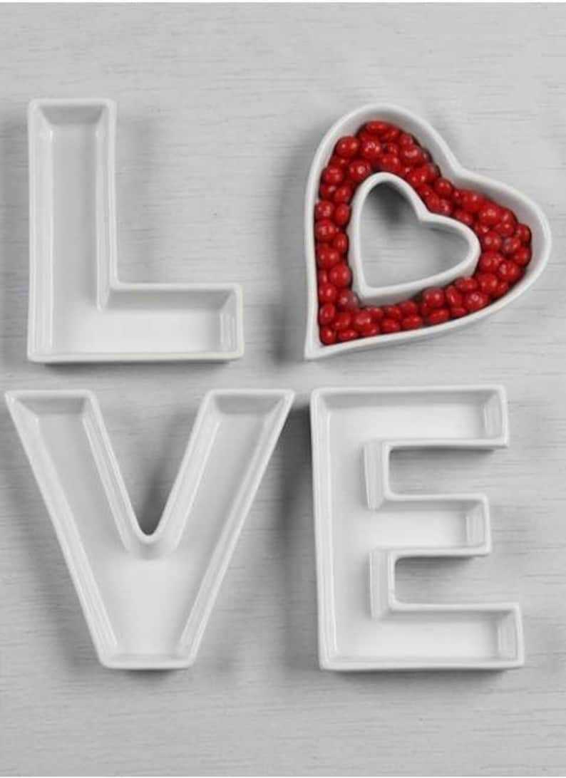 LOVE Ceramic Letter Dishes for Weddings Wedding Table Etsy