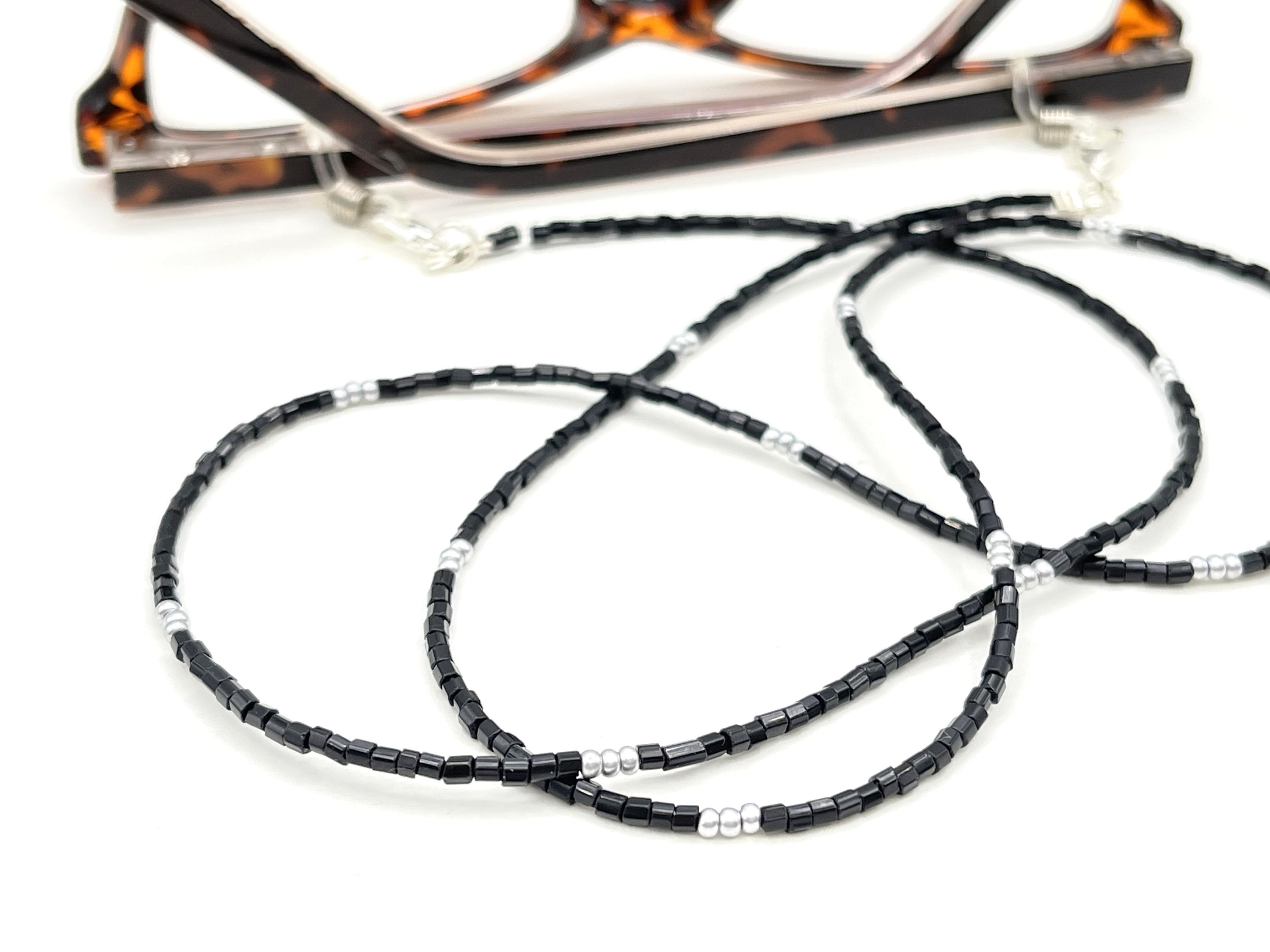 Silver Eyeglass Necklace Black Necklace Eyeglass Chain Etsy