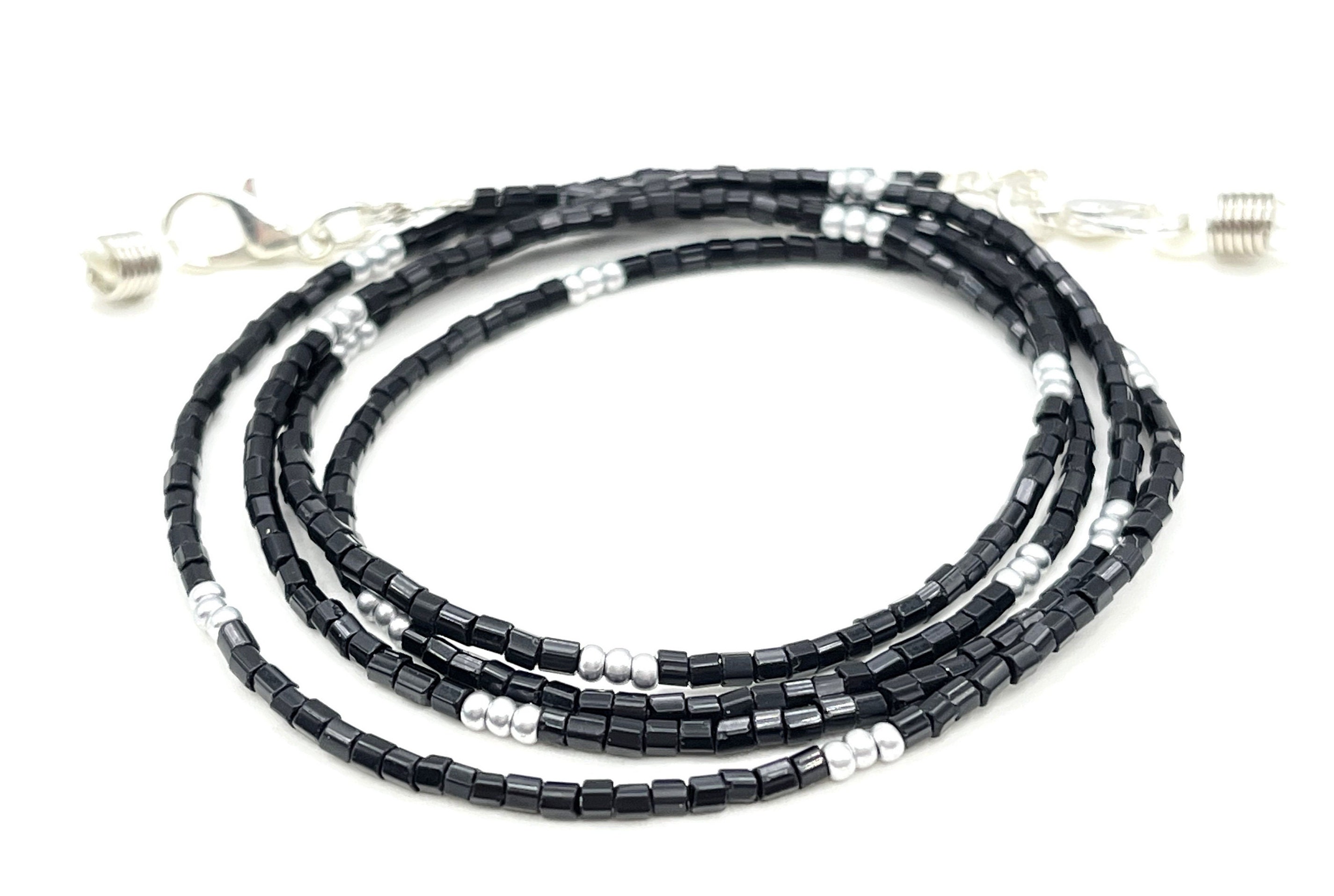 Silver Eyeglass Necklace Black Necklace Eyeglass Chain Etsy UK