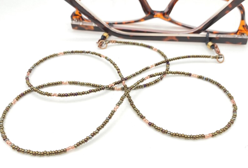 Golden Eyeglass Necklace Beaded Glasses Chain Black Etsy