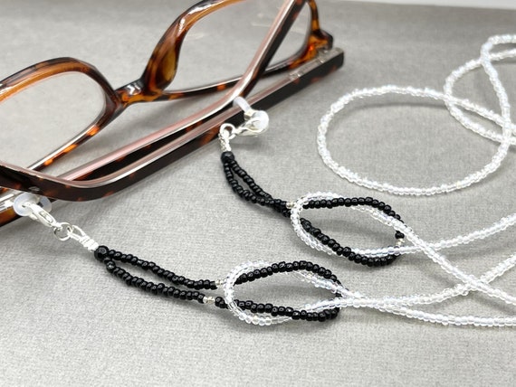 Black White Eyeglasses Necklace, Eyeglass Chain, Sunglasses Necklace, Glasses  Holders, Grandma Necklace Gift, Double Glasses Necklace 