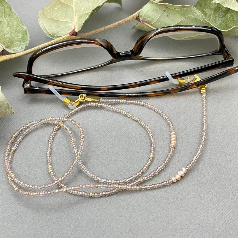 Tiny Pearl Eyeglass Necklace Chain, Gold Beaded Reading Glasses Lanyard, Sunglasses Holder, Grandma Gift, Delicate Pearl Eyeglasses Necklace image 8