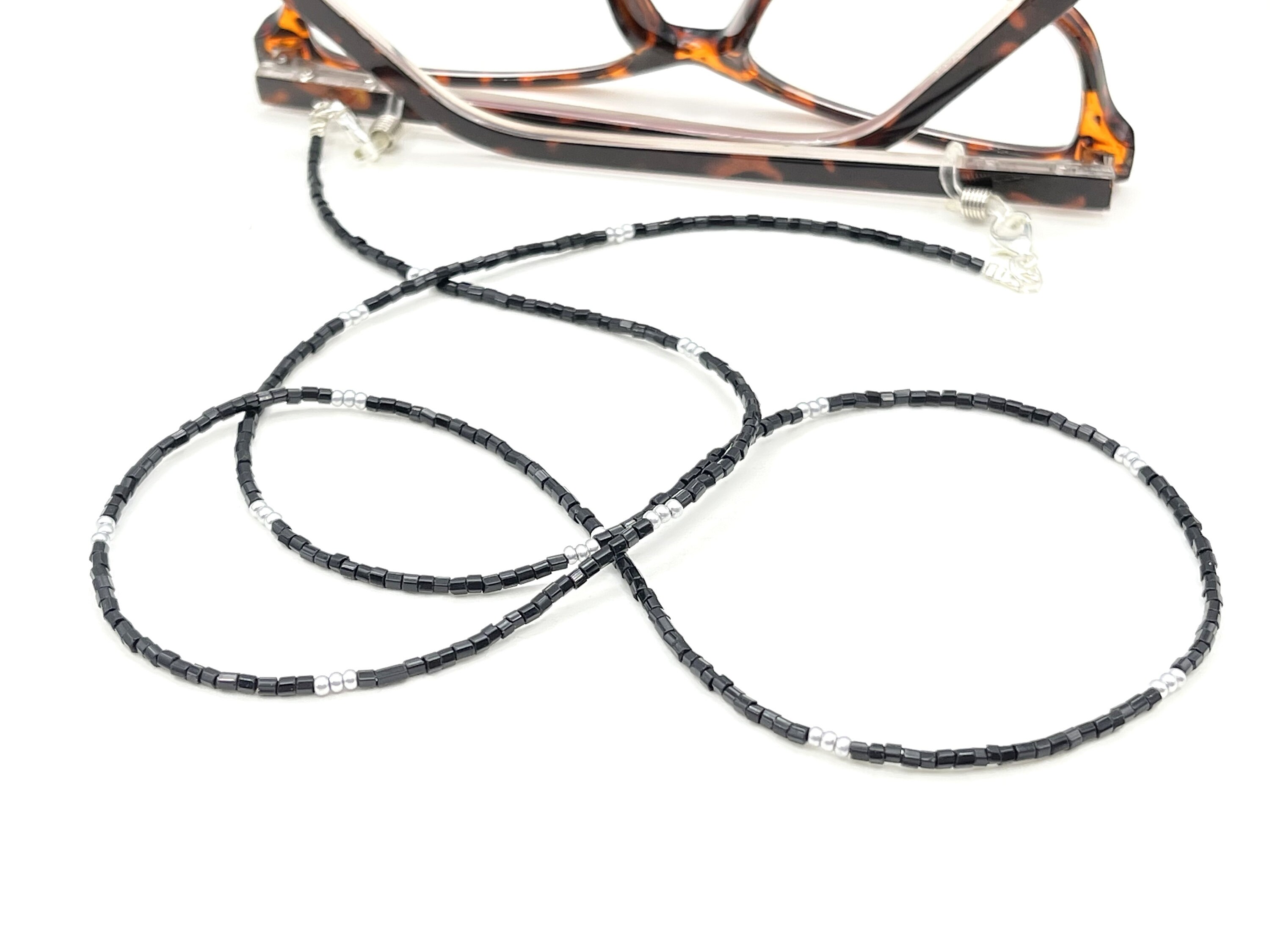 Silver Eyeglass Necklace Black Necklace Eyeglass Chain Etsy UK