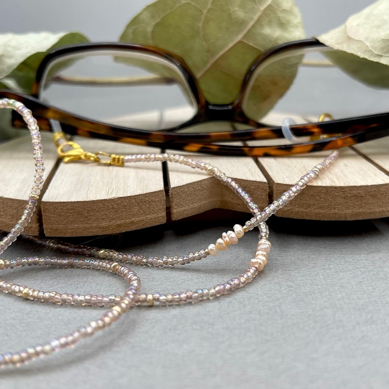 Tiny Pearl Eyeglass Necklace Chain, Gold Beaded Reading Glasses Lanyard, Sunglasses Holder, Grandma Gift, Delicate Pearl Eyeglasses Necklace image 7