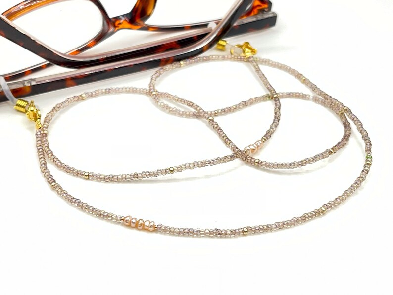 Tiny Pearl Eyeglass Necklace Chain, Gold Beaded Reading Glasses Lanyard, Sunglasses Holder, Grandma Gift, Delicate Pearl Eyeglasses Necklace image 6