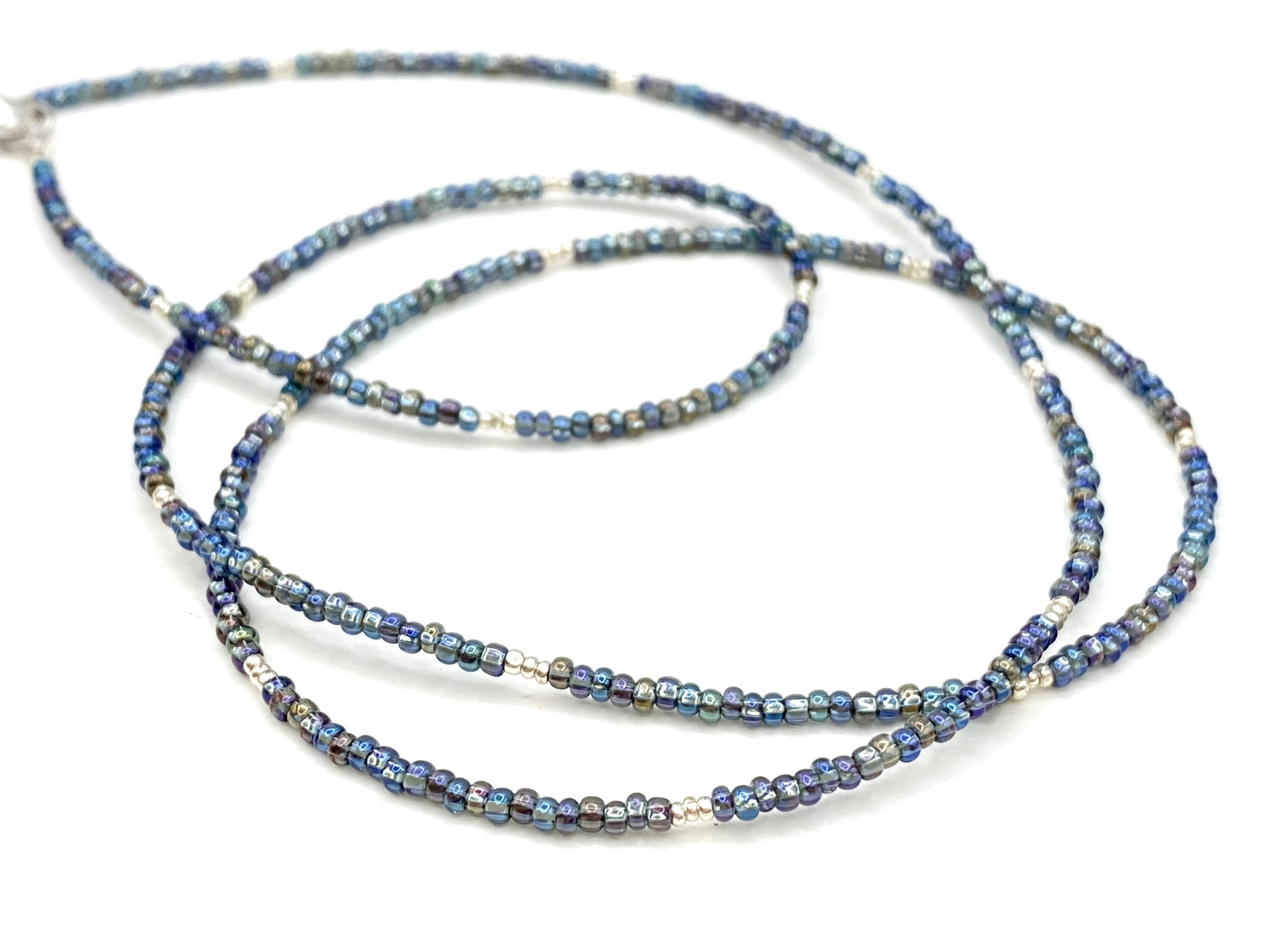 Blue Eyeglass Chain Silver Necklace Necklace Glasses Etsy
