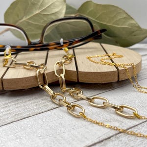 Gold Link Sunglasses Chain, Laces for Reading Glasses, Eyeglasses Necklace, Grandma Gift, Eyeglass Holders, Sunglass Lanyard