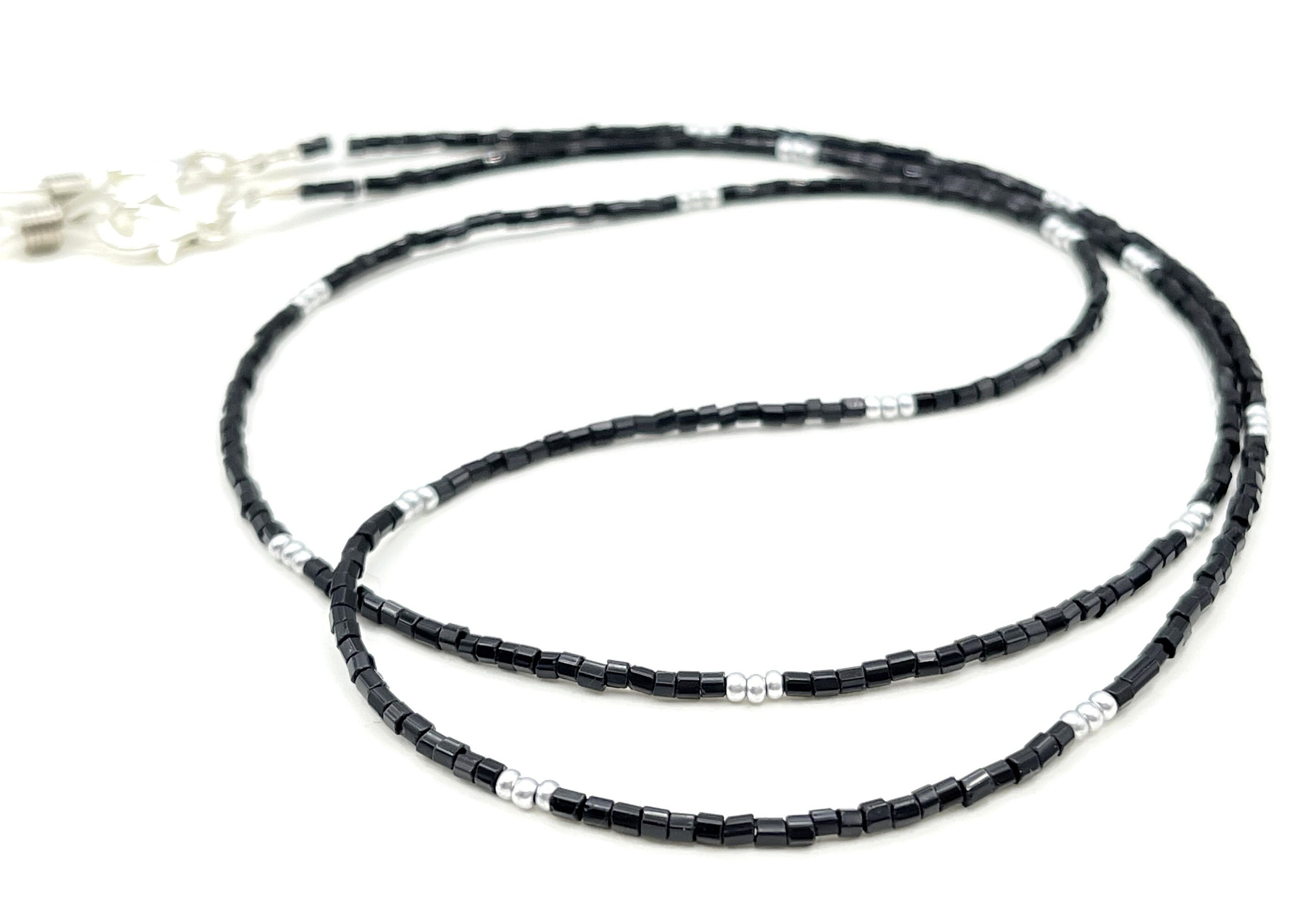 Silver Eyeglass Necklace Black Necklace Eyeglass Chain Etsy UK