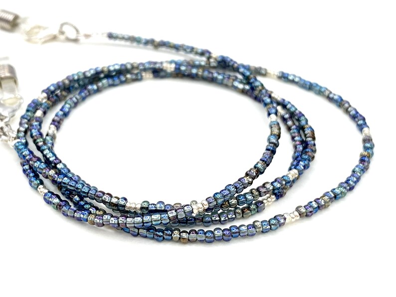 Blue Eyeglass Chain Silver Necklace Necklace Glasses Etsy Canada
