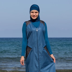 Adabkini Sila Muslim 5-piece Long Burkini Swimsuit Islamic Full Cover Modest Swimwear Bathingsuit image 1