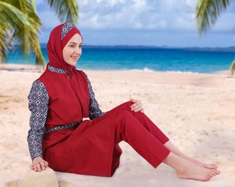 Adabkini Reyhan burkini maillot de bain islamique pleine couverture maillot de bain modeste-Taille UE Moyen-US Petit