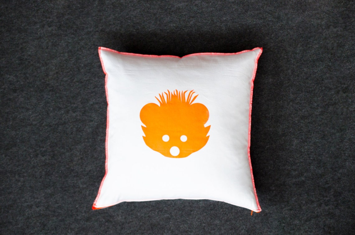 Neon Orange Hedgehog Pillow Cover Nursery Pillow Kid's Etsy
