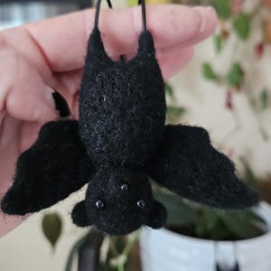 Cute Bat Figurine, Needle Felted Hanging Bat, Halloween Decor