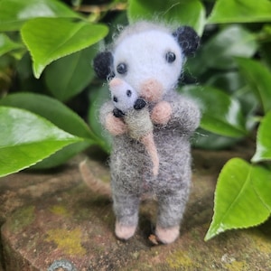 Sweet Opossum figurine, Needle felted art, Possum Decor