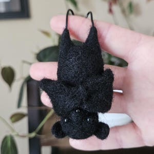 Cute Bat Figurine, Needle Felted Hanging Bat, Halloween Decor